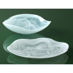 Freeform Medium Alabaster Shallow Bowl - Glacier