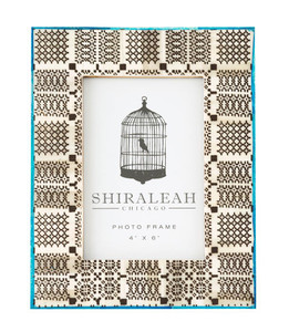 4"X6" Brown Block Print Hand Painted Picture Frame