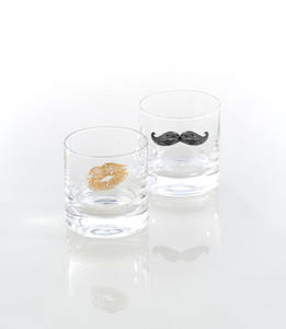 "A Tickle And A Kiss" Set Of 2 Bar Glasses