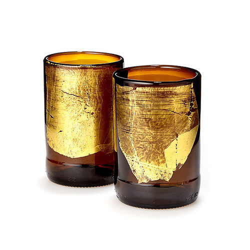 Gold Leaf Upcycled Beer Bottle Tumbler Set