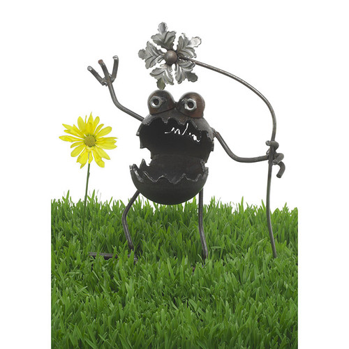 Gnome-Be-Gone With Flower Yard Sculpture