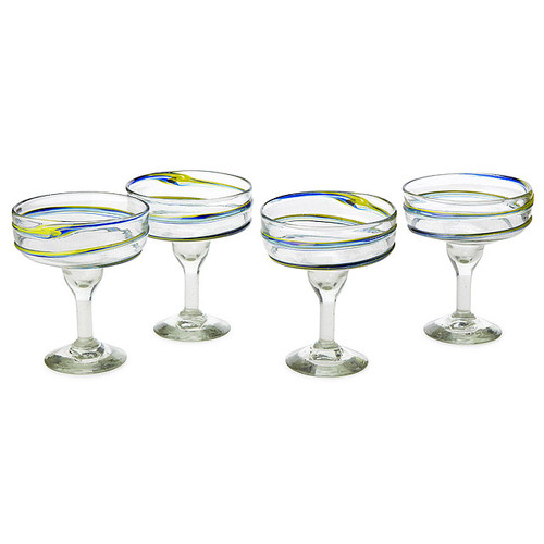 Recycled Spiral Margarita Glasses - Set Of 4