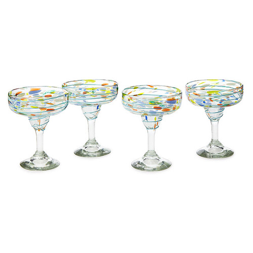 Recycled Confetti Margarita Glasses - Set Of 4