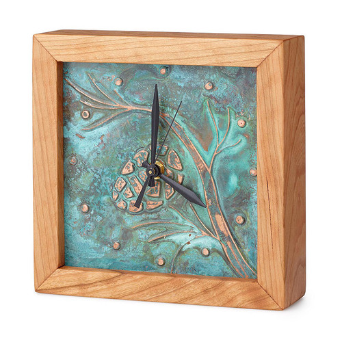 Patina Pinecone Box Clock