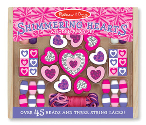 Shimmering Hearts Wooden Bead Set