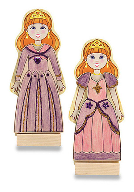 Decorate-your-own Wooden Magnetic Princess Fashions