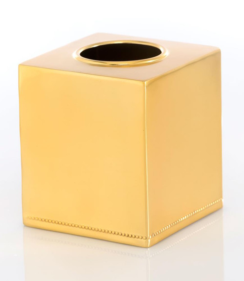 Vichy Tissue Box Cover,   Gold Tone