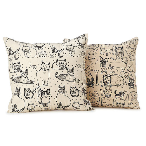 Illustrated Cat & Dog Pillows