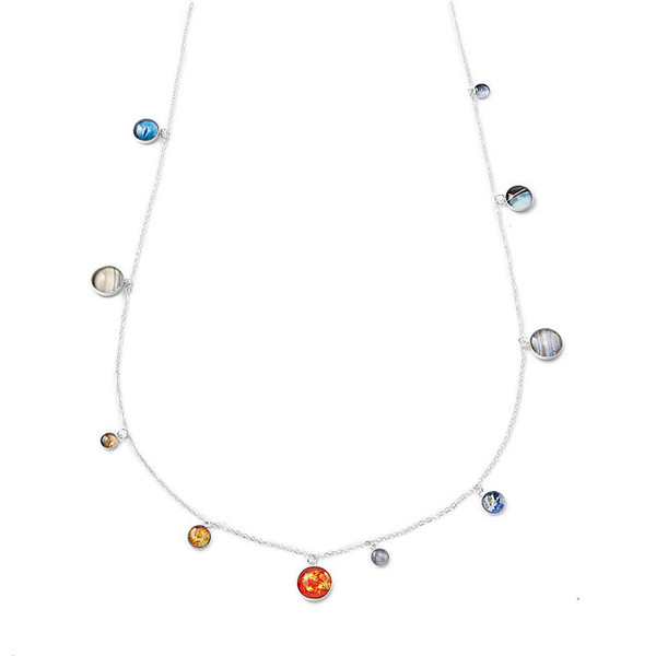 Long Sterling Silver Solar System Necklace