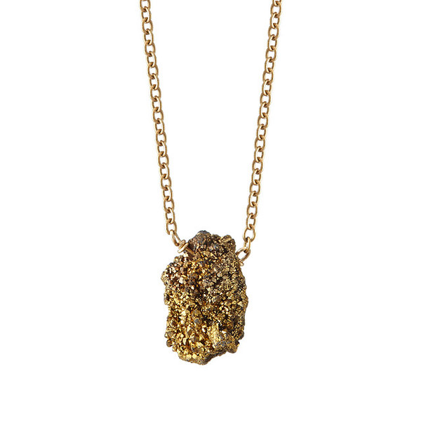 Solitaire Gold Druzy Necklace