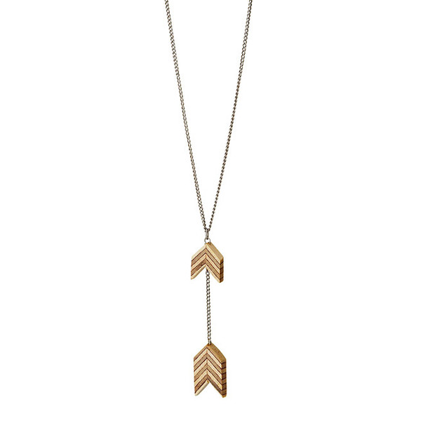 Salvaged Furniture Wood Double Arrow Necklace