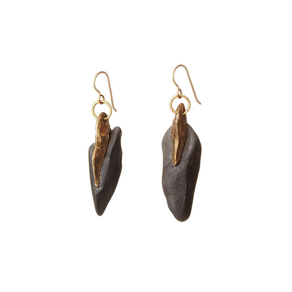 Hand Forged Slate And Bronze Earrings