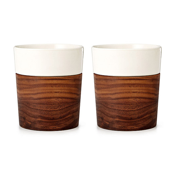 Wood And Ceramic Tumblers - Set Of 2