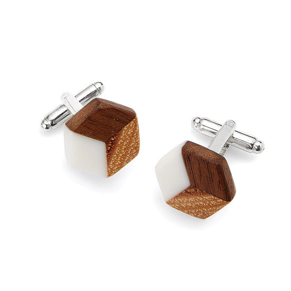 Salvaged Furniture Wood Isometric Cufflinks