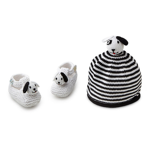 Knit Dalmation Hat And Bootie Set