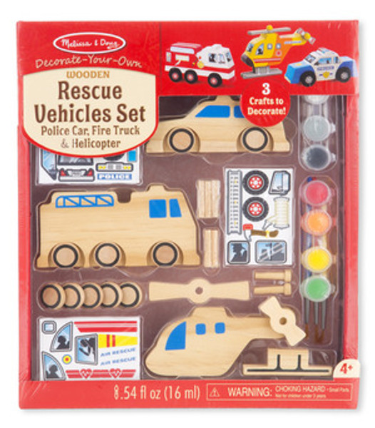 Decorate-Your-Own Wooden Rescue Vehicles Set