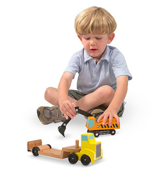 Trailer & Excavator Wooden Vehicles Play Set