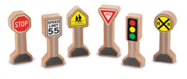 Wooden Classic Traffic Signs Set