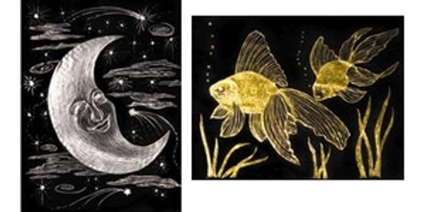 Scratch Art Paper Gold & Silver Foil (10 sheets)