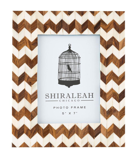 Boheme Chevron 5X 7 Picture Frame, Ivory