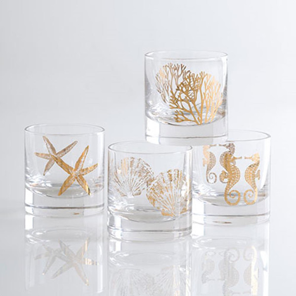 Assorted Set Of 4 Coastal Bar Glasses