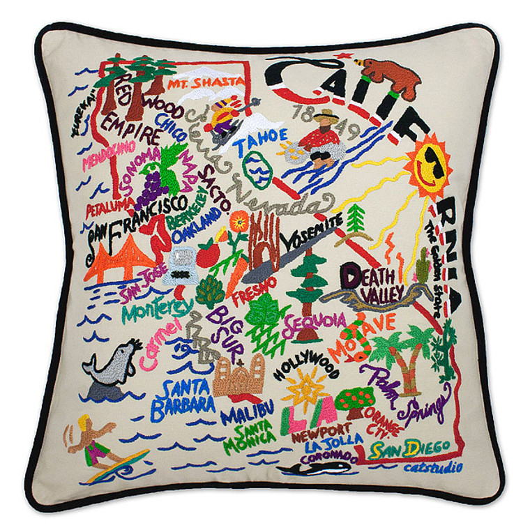 Hand Embroidered State Pillows