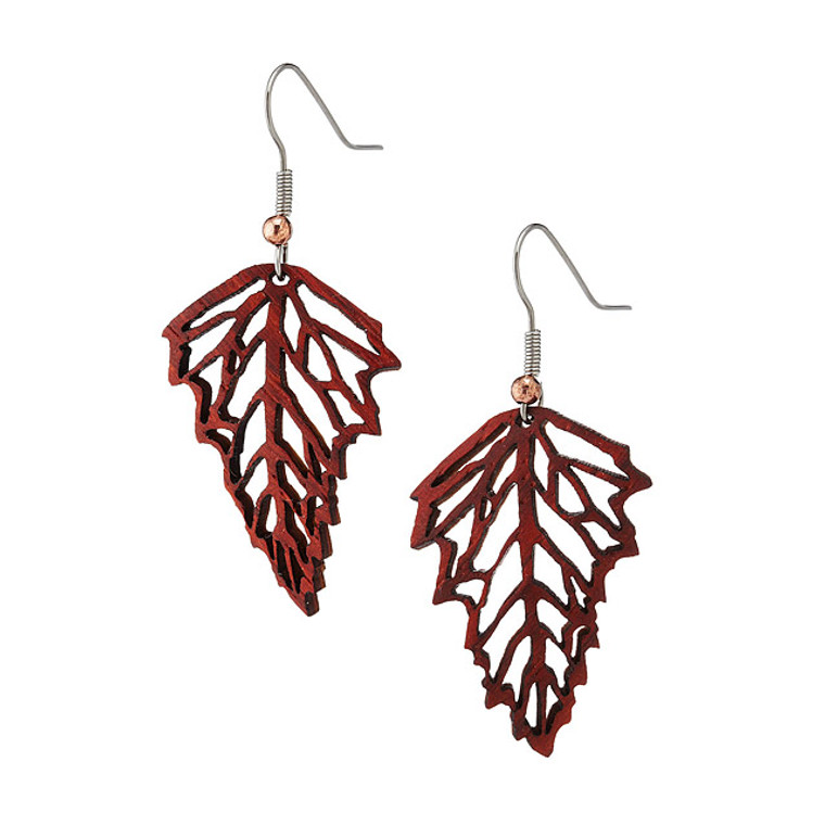 Lambsquarter Leaf Earring - Padauk Wood