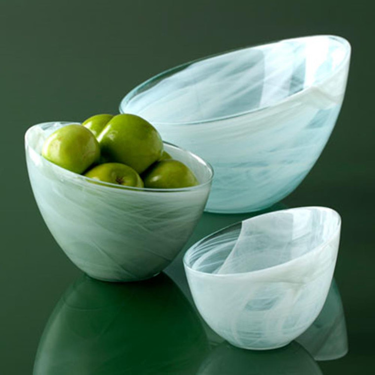Small Alabaster Slanted Bowl - Glacier