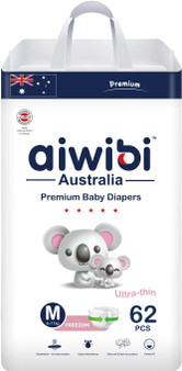 main image of aiwibi ultra-thin premium baby diapers size m for 5 to 9 kg 62 pcs.