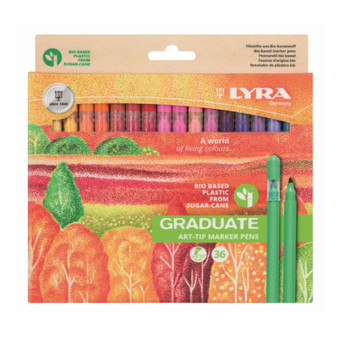 main image of the main image of lyra lyra graduate art tip felt tip marker, set of 36