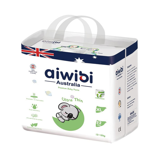 main image of aiwibi ultra-thin premium baby pants diaper size xl for 13 to 18 kg 22 pcs.