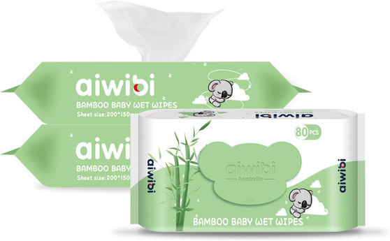 main image of aiwibi bamboo baby wet wipes 100% eco friendly 80x3 240 wipes