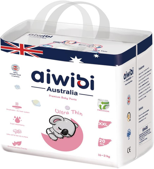 main image of aiwibi ultra-thin premium baby pants diaper size xxl 16 to 21kg 20 pcs