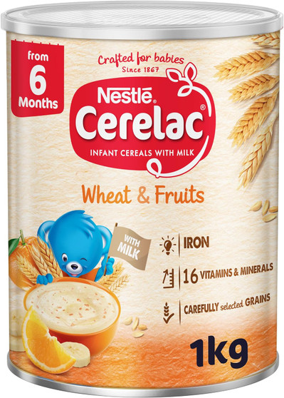 main image of nestle cerelac infant cereals with iron + wheat & fruits from 6 months 1kg