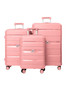 main image of 3 piece polypropelene hardside spinner luggage trolley set 20/24/28 inch pink