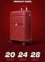 second image of british tourister 3 piece polypropelene hardside spinner luggage trolley set 20/24/28 inch red 