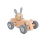 Get in the racing car with this Plan Toys Bunny Racing Car! This vehicle comes with a vintage race car theme and features a turning wheel that gives the same movement as a real race car when turning around.