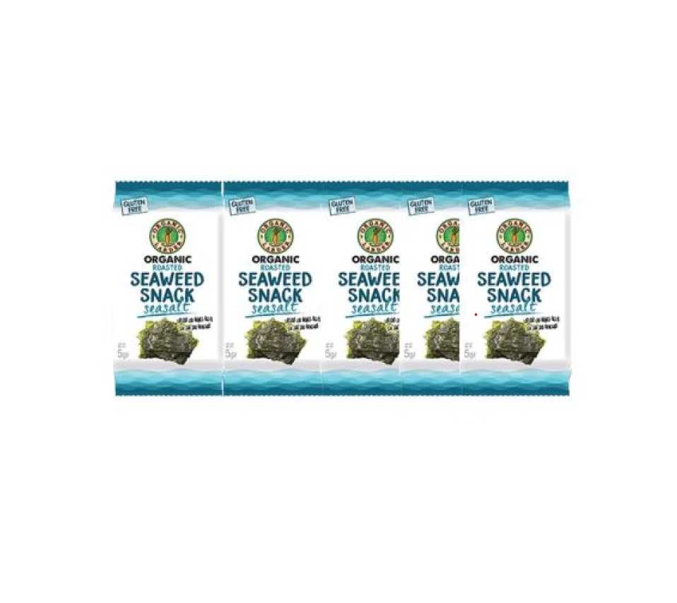 Organic Larder Roasted Seaweed Snack Seasalt 5G Pack Of 6 Free Delivery