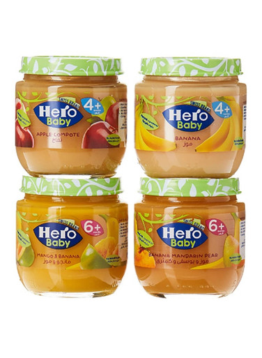Variety Pack! Hero Baby Puree Baby Food (125g x 4 Jars)