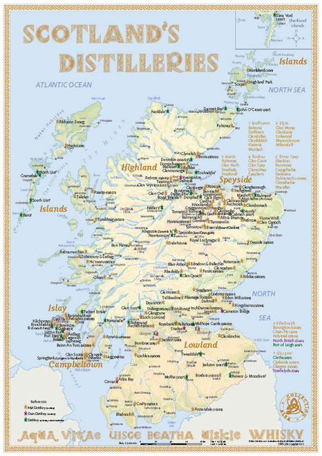 Scotland's Distilleries Whisky Map (Premium Edition)