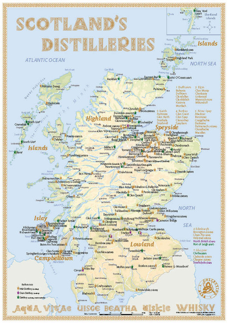 Scotland's Distilleries Whisky Map (Standard Edition)