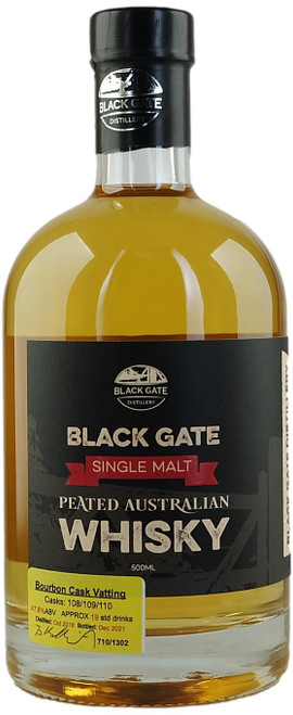 Black Gate Peated Bourbon Cask Single Malt Australian Whisky