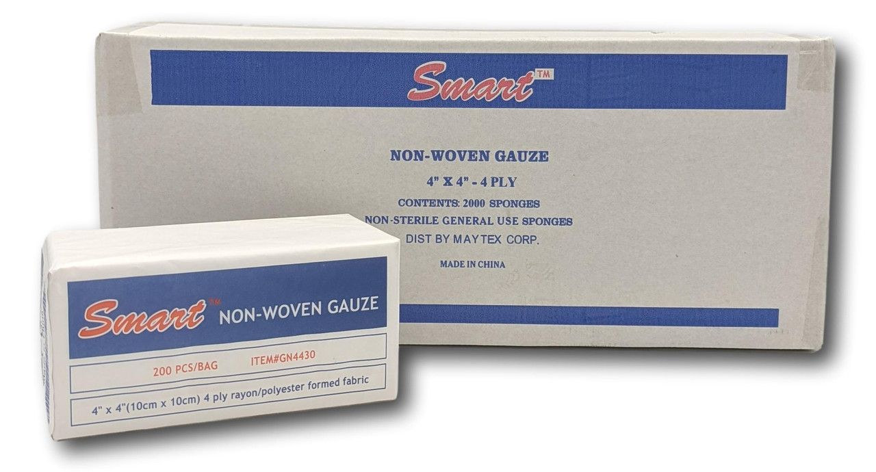PlastCare USA 4x4 Non-Woven Sponges – 2000-Pack, 4-Ply Dental Gauze Pads (Case)