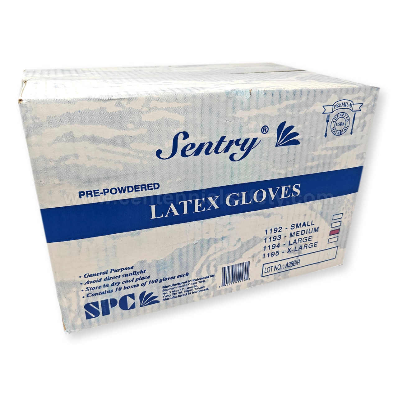Sentry White Latex Powdered Gloves 4 mil | Centennial Safety