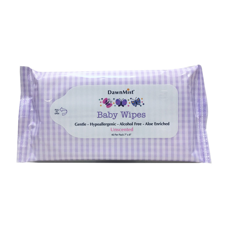 Dawn Mist® 7"x8" Baby Wipes, Soft, Unscented, Case of 960 Wipes