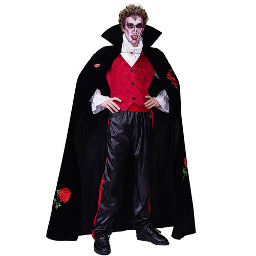 Color: FF307, Size: XL - Couple's Halloween Rose Embroidery Vampire Stage Performance Party Costume