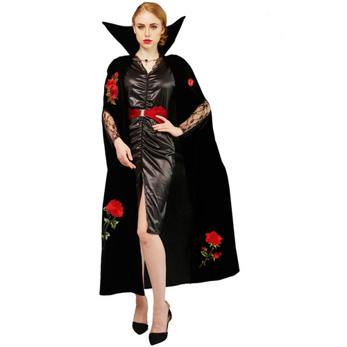 Color: DD439, Size: M - Couple's Halloween Rose Embroidery Vampire Stage Performance Party Costume