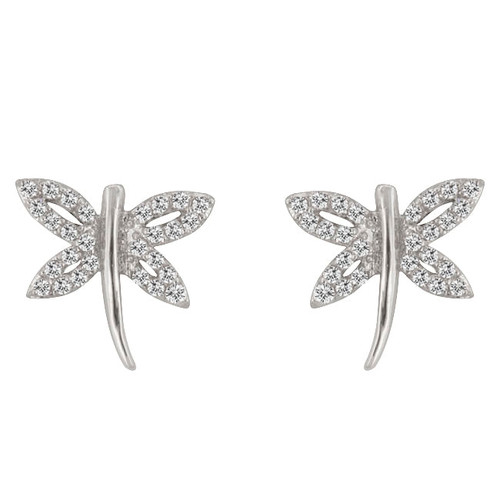 Cubic Zirconia Dragonfly Earrings