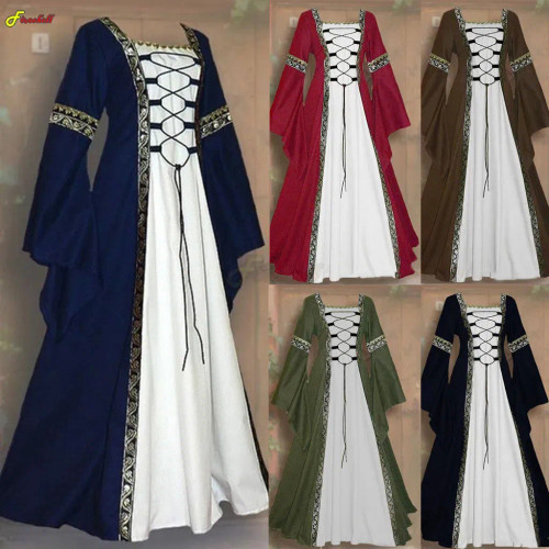 Color: Black, Size: S, Ships From: CHINA - Women Medieval Floor Length Dress halloween Cosplay Cost