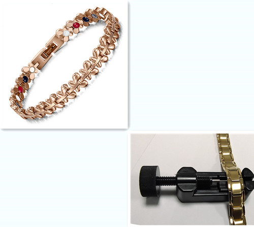 Color: Rose Gold With adjuster - Lady magnetic pure titanium health bracelet